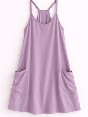 Lilac Swing Dress Womens Medium Casual Pocket Mini Dress Racerback Summer Dress